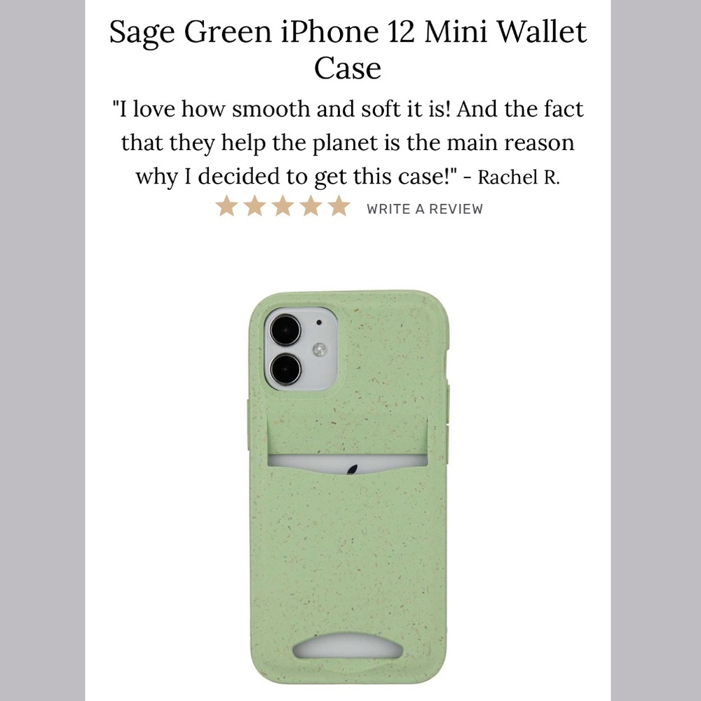 NWOT Pela Sage Green iPhone 12 Mini Wallet Case